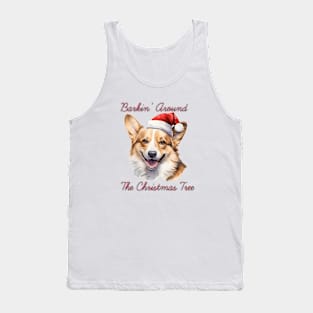 Christmas Corgi Dog in Santa Hat Tank Top